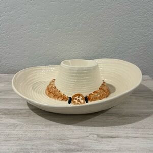 Sombrero Chip and Dip Serving Dish Ceramic Southwestern VTG